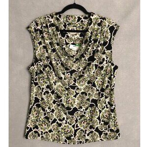 Anne Klein Women's Large Floral-Leafy Printed Cowl Neck Top NEW - XL